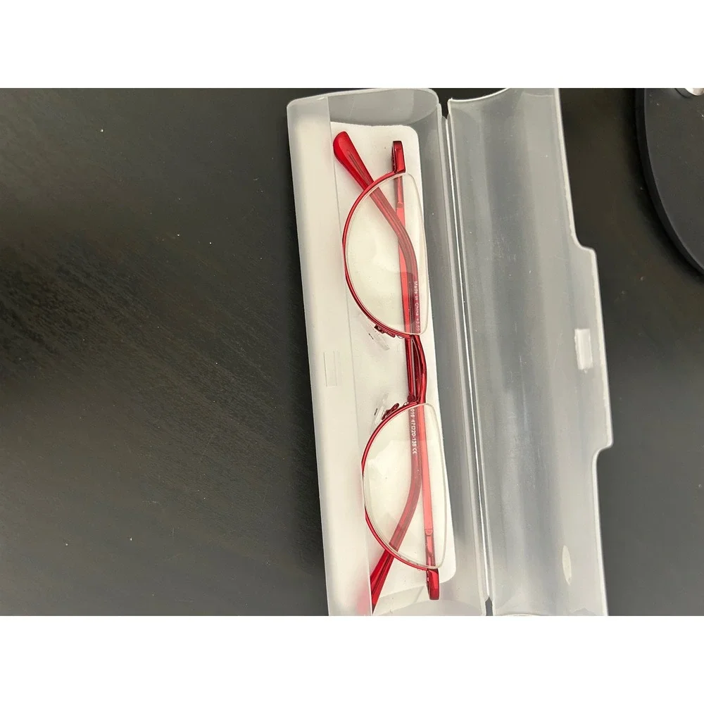 Reading Glasses Red Purple Half Moon Slim Metal Frame +3.50 Strength Lot of 2